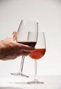 Closeup of hand holding red wine glass Royalty Free Stock Photo