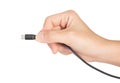 closeup hand holding type c mobile plug