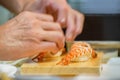 Closeup of hand of Japanese Sushi Chef