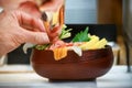 Closeup of hand of Japanese Sushi Chef