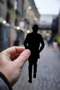 Man with the silhouette of a man in London, UK Royalty Free Stock Photo