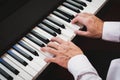 Closeup hand man playing piano. Classical music instrument Royalty Free Stock Photo