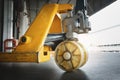 Closeup Hand Pallet Truck or Manaul Hand Lift. Pallet Jack Loader. Warehouse Work Tools. Royalty Free Stock Photo