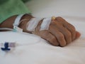 Hand Patients sleep to saline at the hospital ward