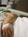 Closeup hand Patients sleep to saline at the hospital ward physical examination admit