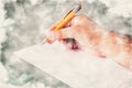 Closeup of hand with pen and paper Royalty Free Stock Photo