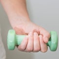 Closeup of hand physiotherapy and hand exercises, a patient with osteoporosis