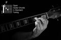 Closeup of hand playing F chord on guitar Royalty Free Stock Photo