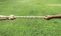 Closeup Of Hand Pulling The Rope In Tug Of War Game