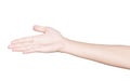 Closeup hand receive isolated clipping path inside