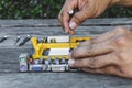 Closeup hand of technician open socket lock CPU or Central Processing Unit chip microprocessor fixing and upgrade computer pc to Royalty Free Stock Photo