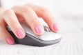 Closeup of hand using computer mouse Royalty Free Stock Photo