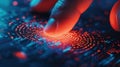 A closeup of a hand using a fingerprint scanner to access sensitive data highlighting the importance of biometric Royalty Free Stock Photo