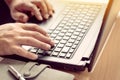 Closeup hand are using laptops. Royalty Free Stock Photo