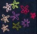 Closeup handmade embroidery floral