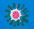 Closeup handmade embroidery floral