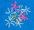 Closeup handmade embroidery floral
