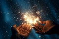 Closeup of hands holding sparklers and creating. Generative ai Royalty Free Stock Photo