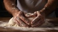Closeup of Hands Kneading Dough AI Generated