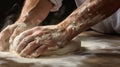 Closeup of Hands Kneading Dough AI Generated