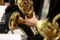 Closeup of Musician Playing Baritone Saxophone