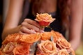 Closeup, hands and woman with flowers, entrepreneur and prepare order for a customer, nature and bouquet. Zoom, female