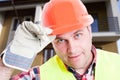 Closeup of handsome constructor or employee
