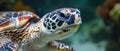 Closeup Of A Hawksbill Turtle With Scientific Name Eretmochelys Imbricata