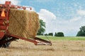Closeup of a hay baler