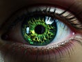 Closeup Hazel Eye with Neon Glow - AI Generated