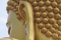 Closeup head of a giant buddha statue
