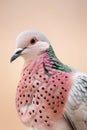 A closeup of the head and neck of an elegant dove