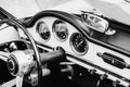 Closeup of the headlights and front bumper on vintage automobile Royalty Free Stock Photo