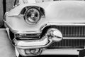 Closeup of the headlights and front bumper on vintage automobile Royalty Free Stock Photo