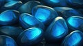 A closeup of a heap of beautiful blue gemstones. Generative AI. Illustration for brochure, cover, poster, presentation, flyer or
