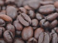 Close on heap of black coffee beans Royalty Free Stock Photo