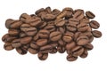 Closeup of a heap of brown tosted coffee beans