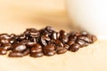 Closeup of a heap of roasted coffee beans. Royalty Free Stock Photo