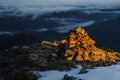 Closeup of heap of stones on the mountain