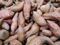 Closeup of a heap of Sweet potato in the market Royalty Free Stock Photo