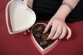 Closeup heart box of chocolates