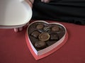 Closeup heart box of chocolates