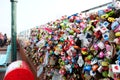 Closeup of heart padlocks in Seoul Royalty Free Stock Photo