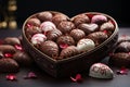 Closeup of Heart-shaped Box of Chocolates - Classic Valentine\'s Day Gift AI Generated Royalty Free Stock Photo