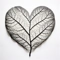 Closeup of a heartshaped leaf with a complex fractal vein pattern Royalty Free Stock Photo