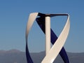 Closeup of a helical wind turbine against a clear blue sky in Corsica, France Royalty Free Stock Photo