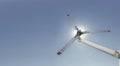 Closeup of helicopter tail rotor blade mechanism against blue sky Royalty Free Stock Photo