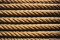 Closeup of hemp rope background, textured nautical material Royalty Free Stock Photo