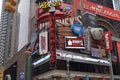 Closeup on the Hershey's chcolate manufacturer company storefront at Times Square, New York