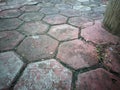 Closeup of hexagon brick floor texture background Royalty Free Stock Photo